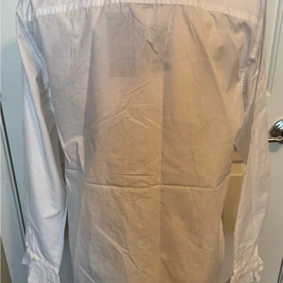 NWT Lauren Ralph Lauren Women’s White Button Down Shirt Ruffled Collar & Sleeves - Picture 4 of 10